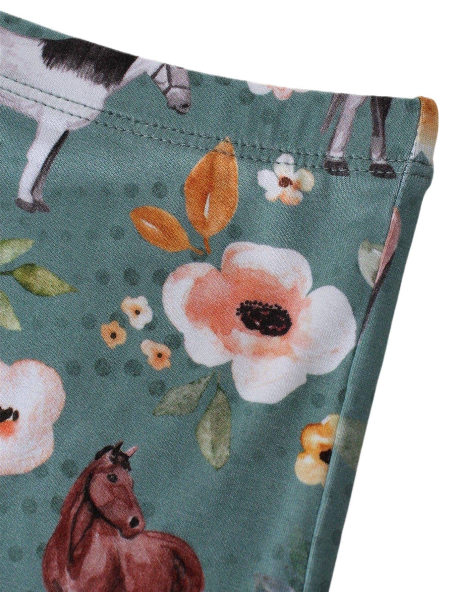 PoshTOT Forest Green Horse 2 Piece PJ Set