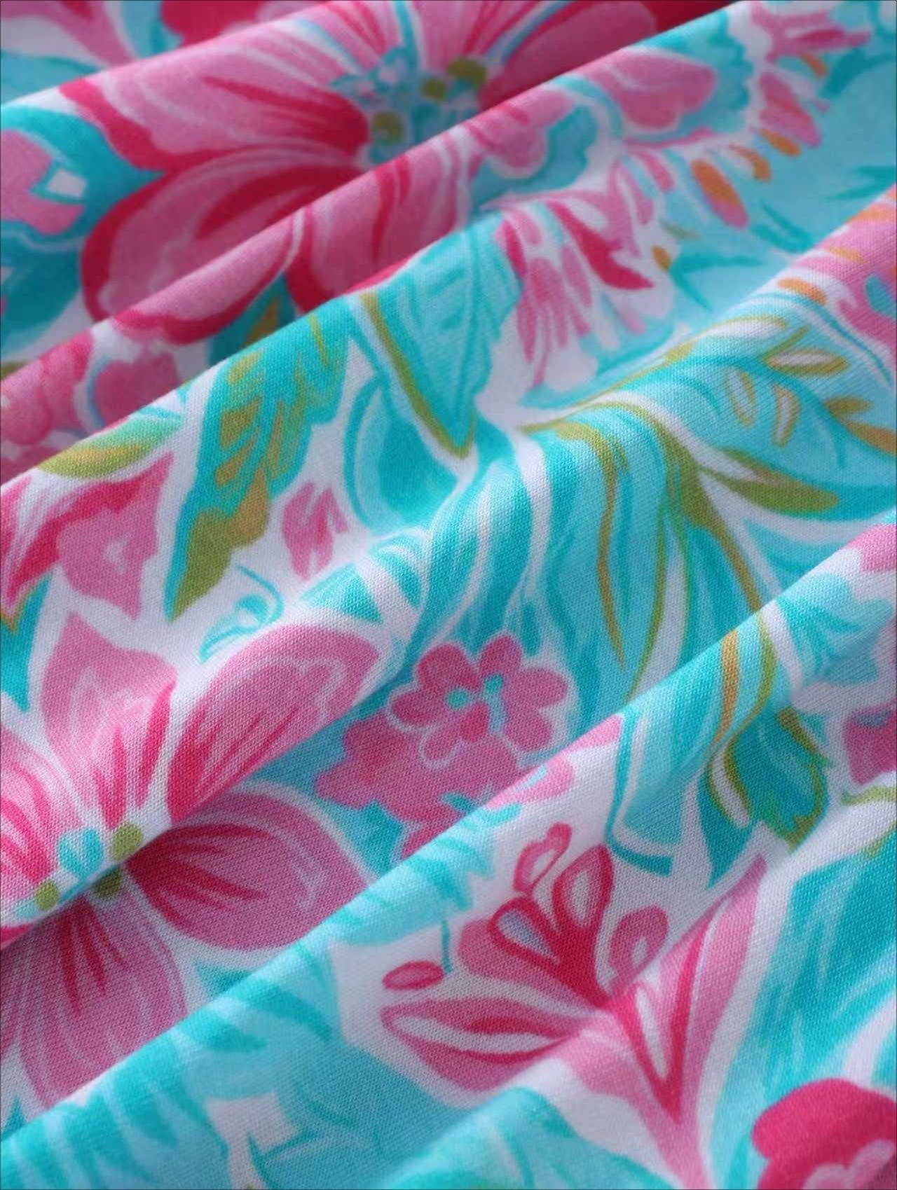 PoshTOT Summer Floral Bamboo Girls Twirl Dress