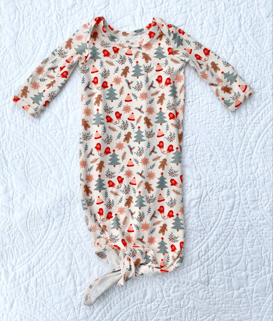 Precious Traditions - Cloud Soft Baby Knotted Gown with Beanie