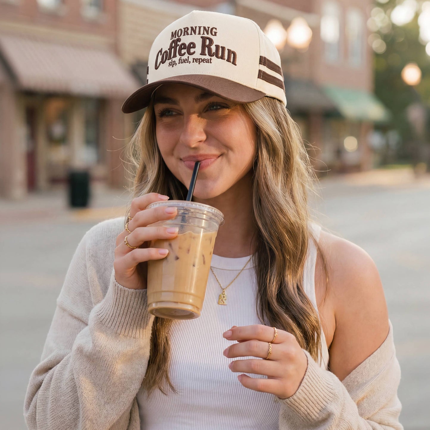 MORNING COFFEE RUN Two-Tone Trucker Hat