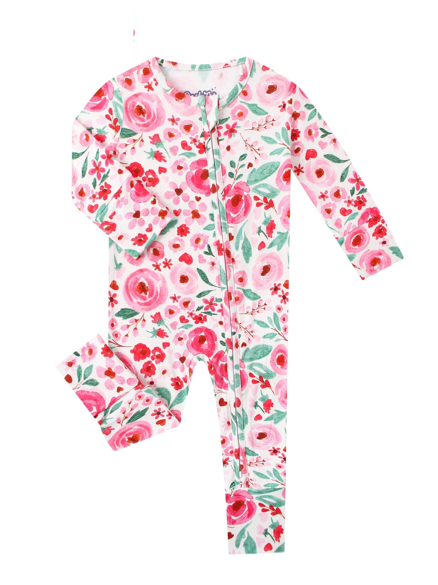 PoshTOT Watercolor Flowers Bamboo Baby Convertible Zippy Romper