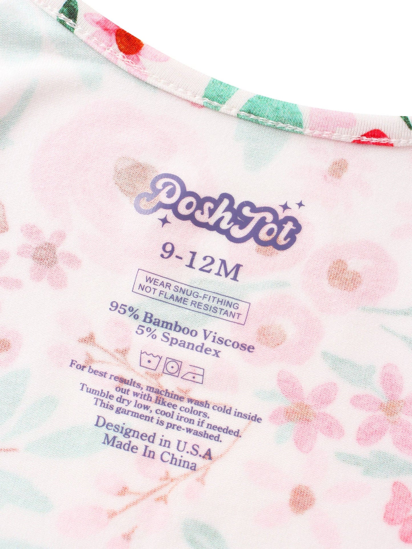 PoshTOT Watercolor Flowers Bamboo Baby Convertible Zippy Romper