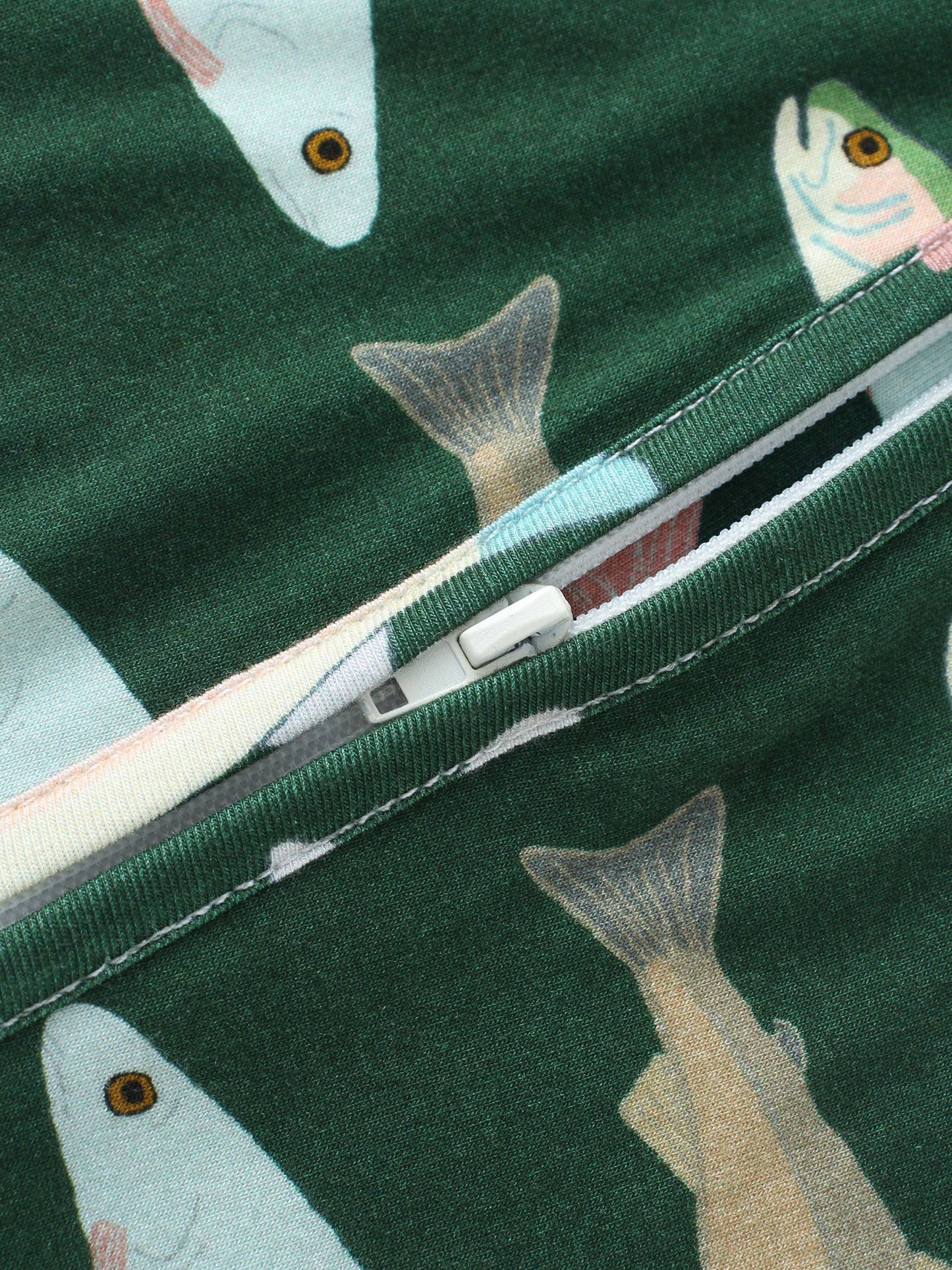 PoshTOT Green River Fish Bamboo Baby Convertible Zippy Romper