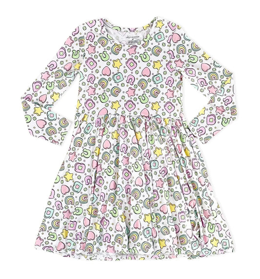 Lucky Charms - Long sleeve bamboo twirl dress