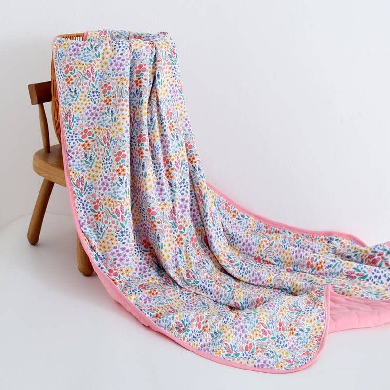 Whimsical Wildflower Toddler Quilted Blanket 60”x40”