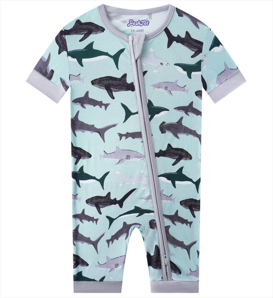 Shark Attack Bamboo Shorty Romper