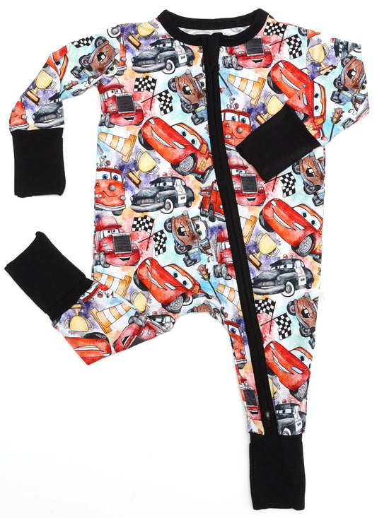 Cars Go Vroom Bamboo Long Zippy Romper