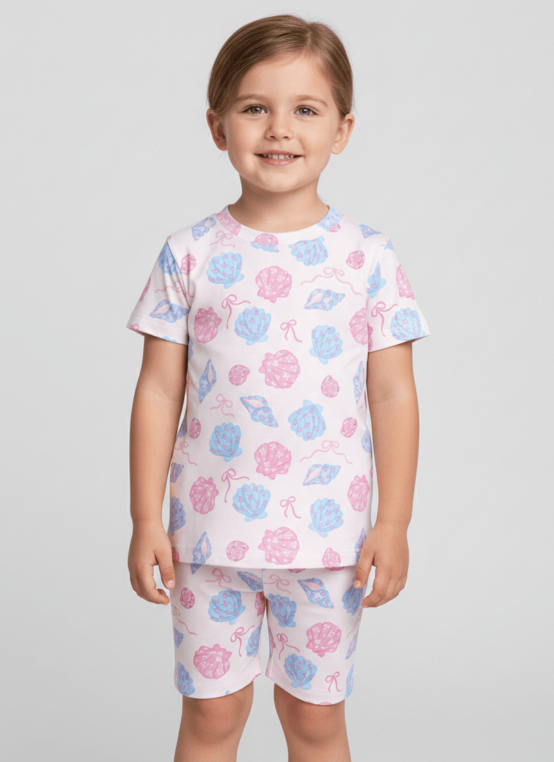 Charlie Play Pretty in Pearls - Bamboo Lyocell Short Sleeve Short Lounge Set
