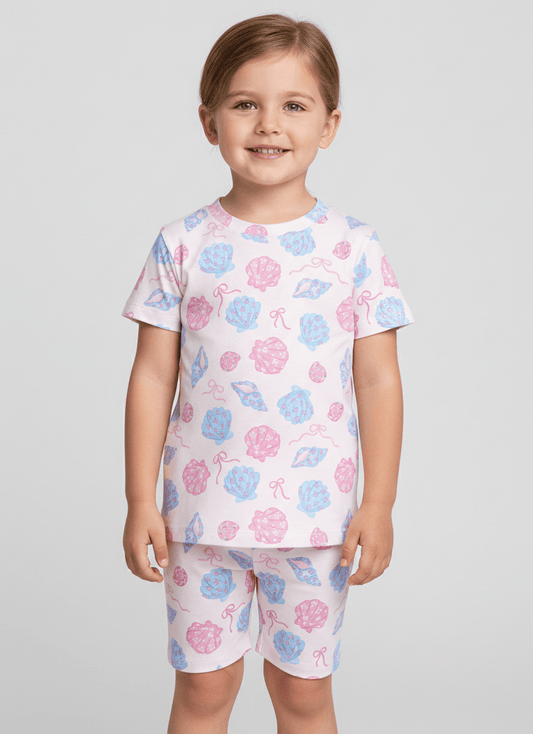 Charlie Play Pretty in Pearls - Bamboo Lyocell Short Sleeve Short Lounge Set