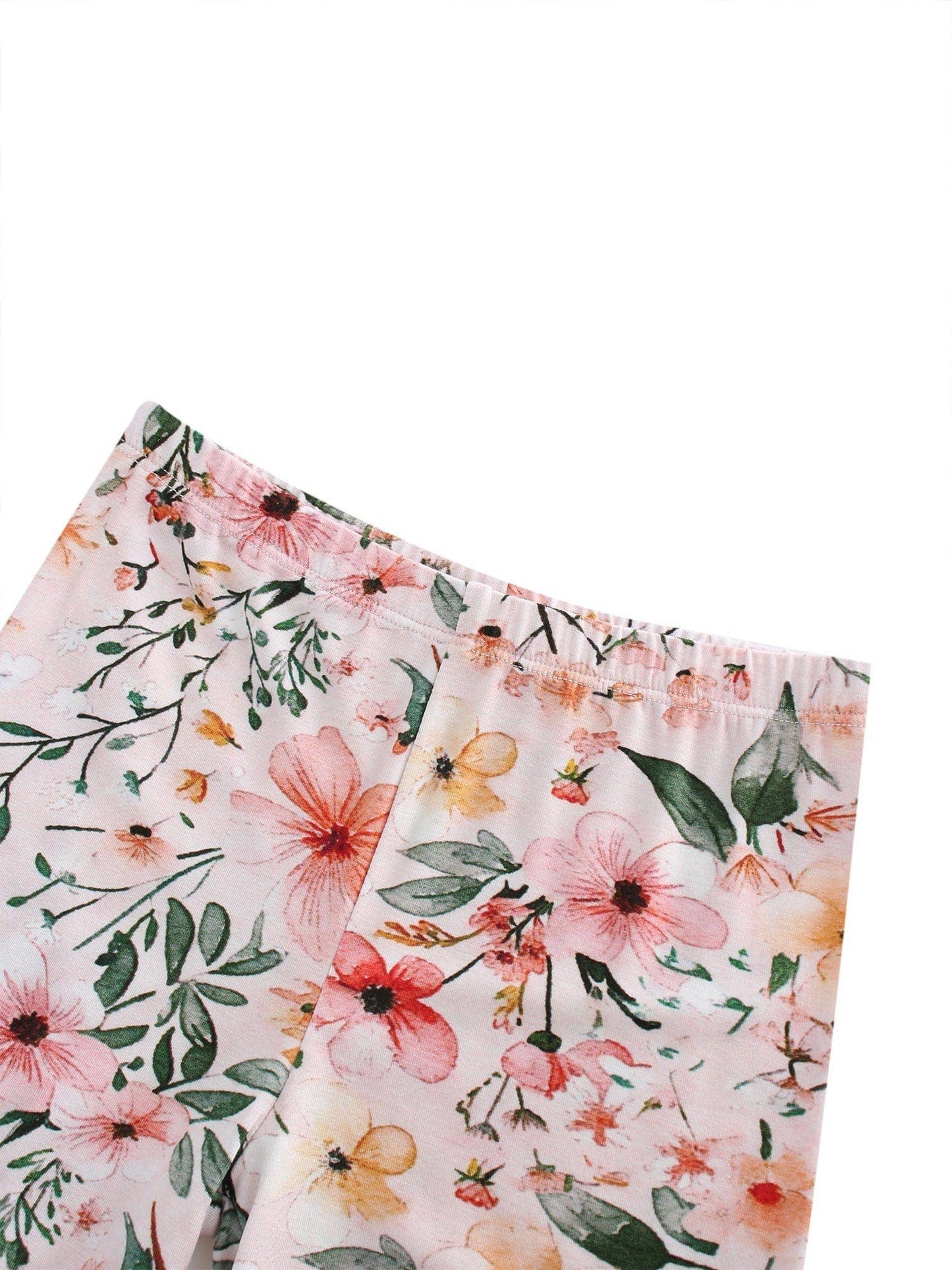 Pink Flower Print 2 Piece Short Sleeves PJ Set