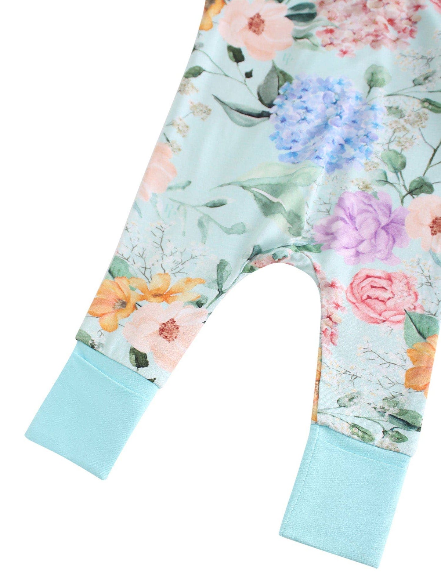 Green Hydrangea Bamboo Baby Convertible Zippy Romper