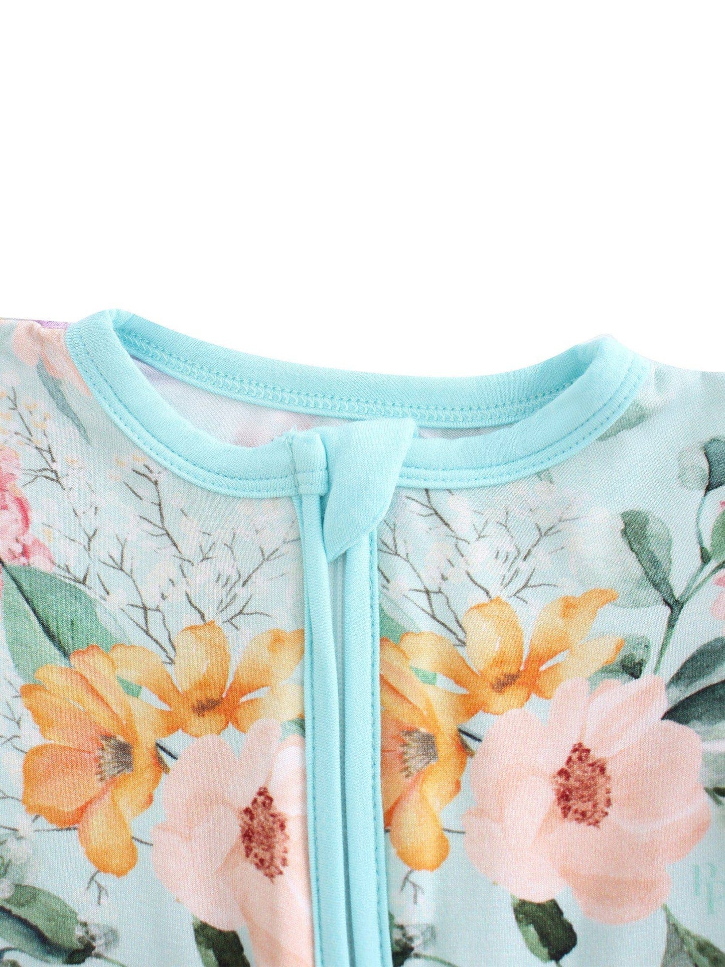 Green Hydrangea Bamboo Baby Convertible Zippy Romper