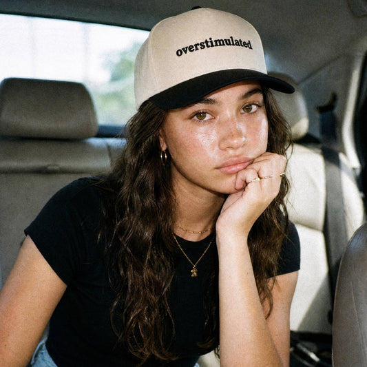 OVERSTIMULATED Embroidered Two-Tone Trucker Cap