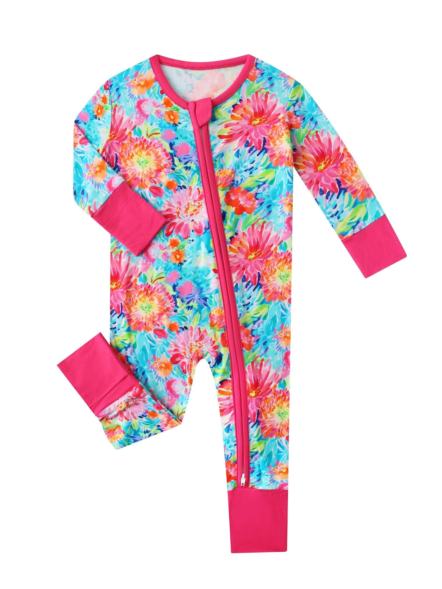 PoshTOT Chrysanthemum Bamboo Baby Convertible Zippy Romper