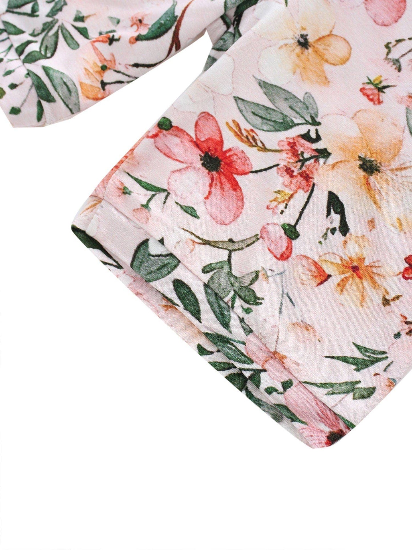 Pink Flower Print 2 Piece Short Sleeves PJ Set