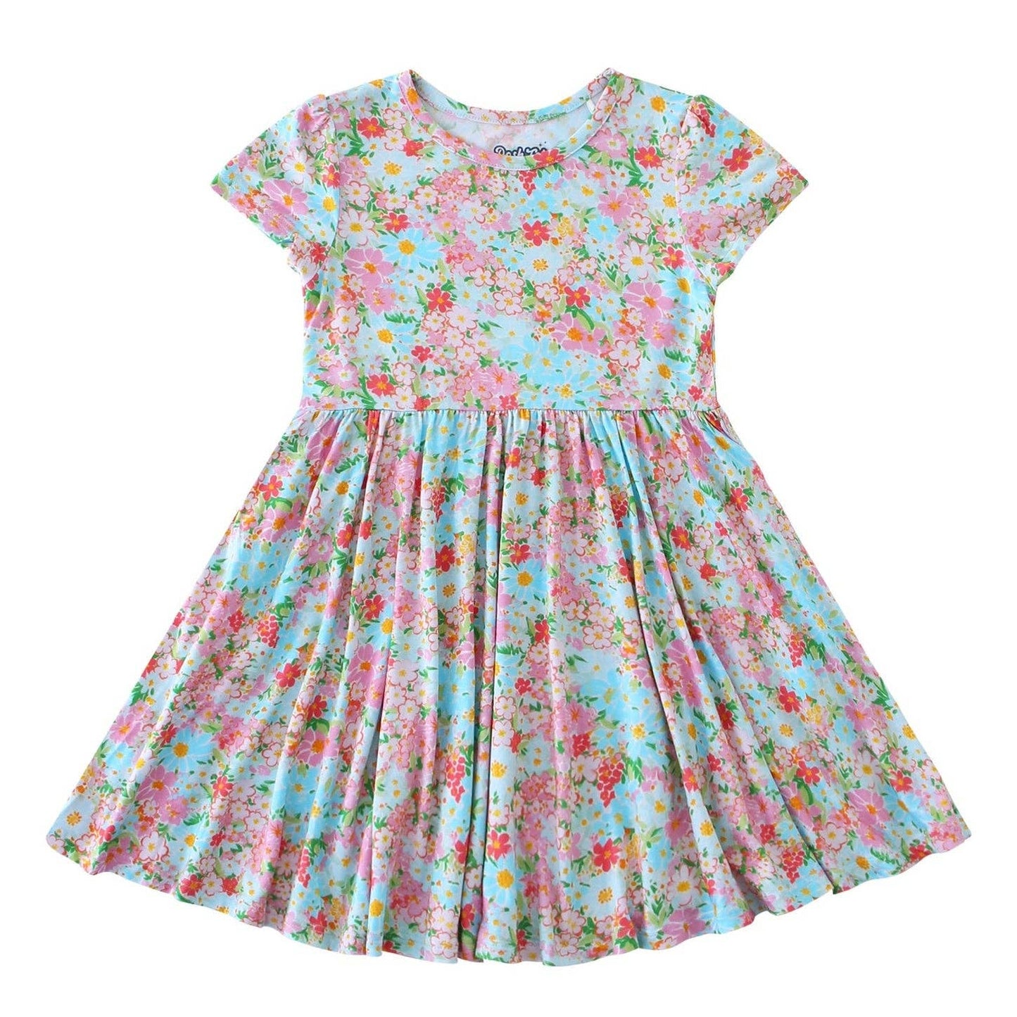 PoshTOT Spring Flower Bamboo Girls Twirl Dress
