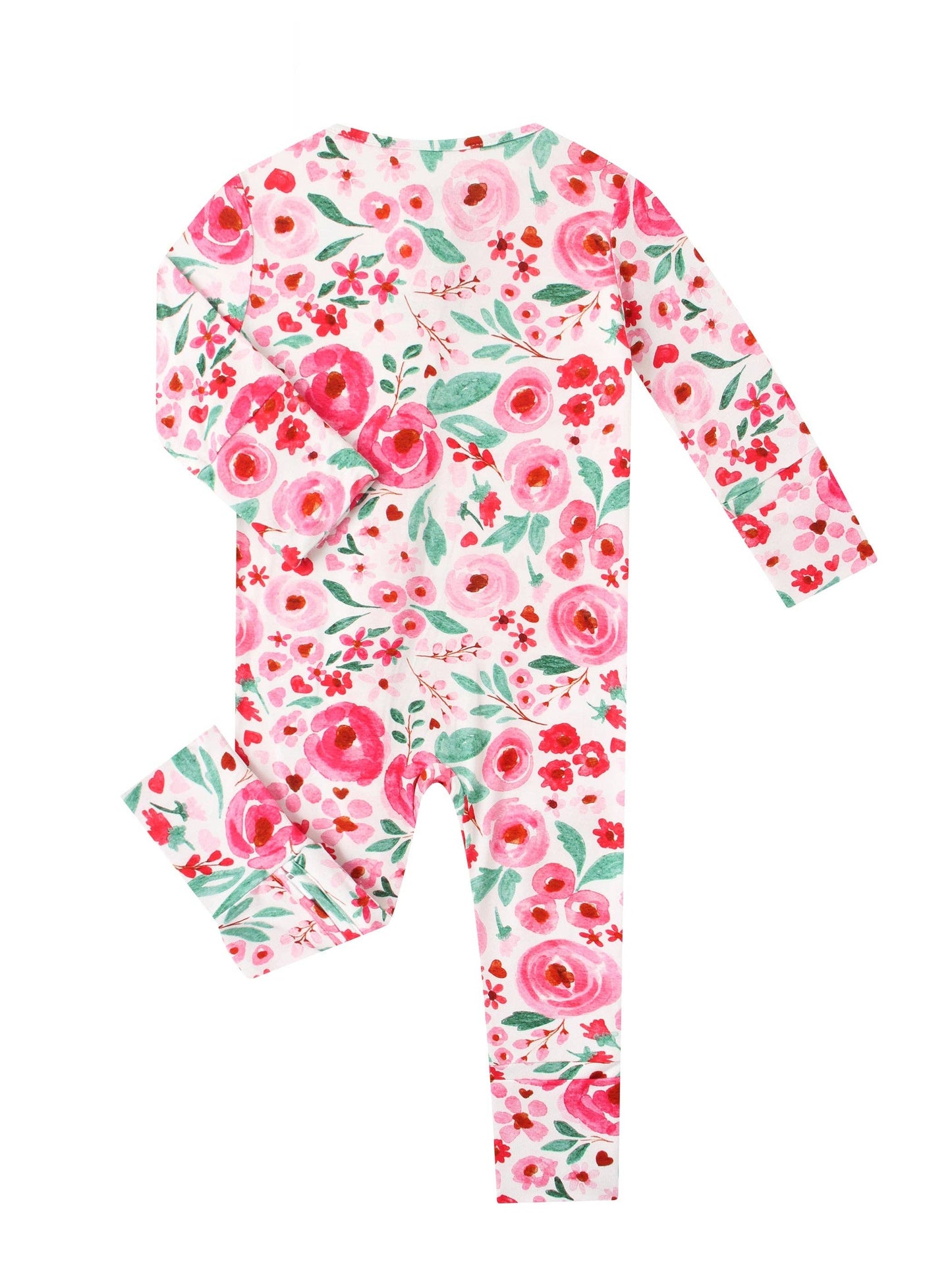 PoshTOT Watercolor Flowers Bamboo Baby Convertible Zippy Romper