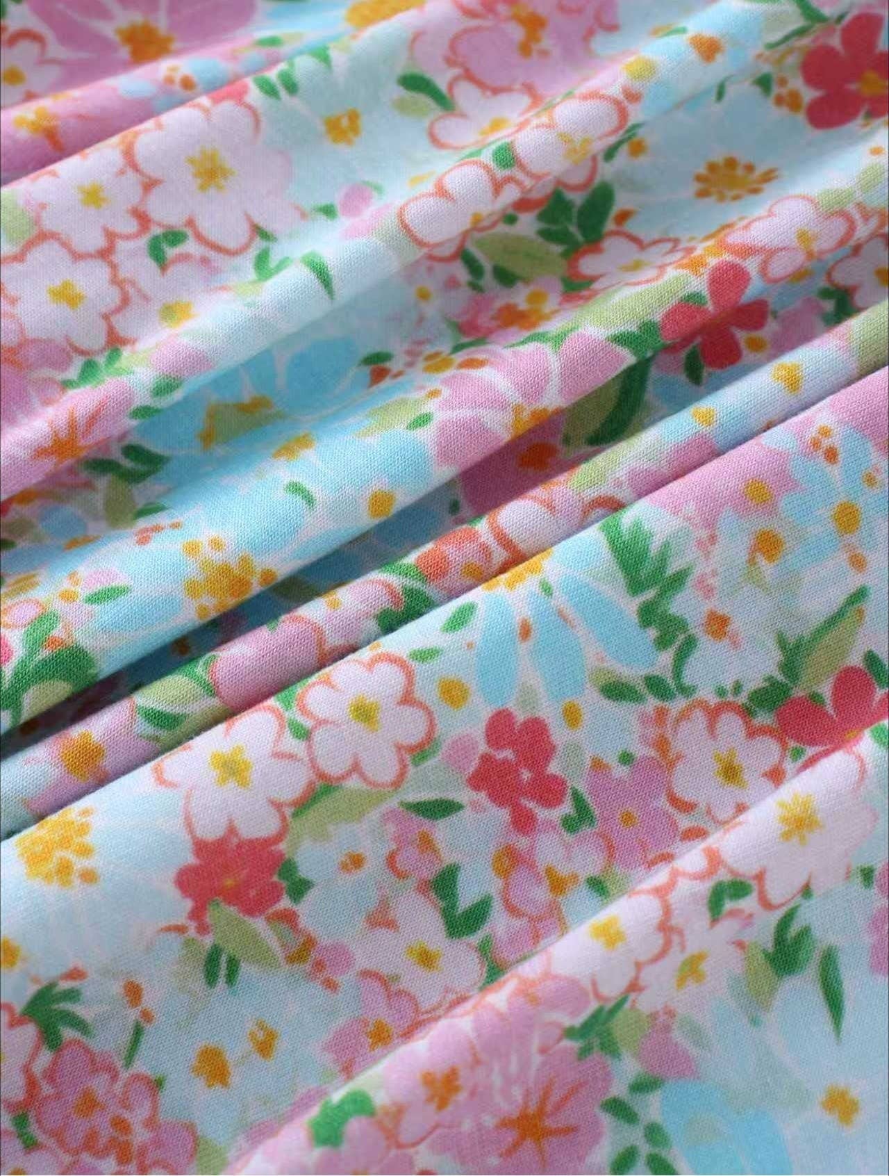 PoshTOT Spring Flower Bamboo Girls Twirl Dress