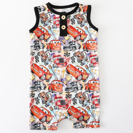 Cars Go Vroom Bamboo Shortie Tank Romper