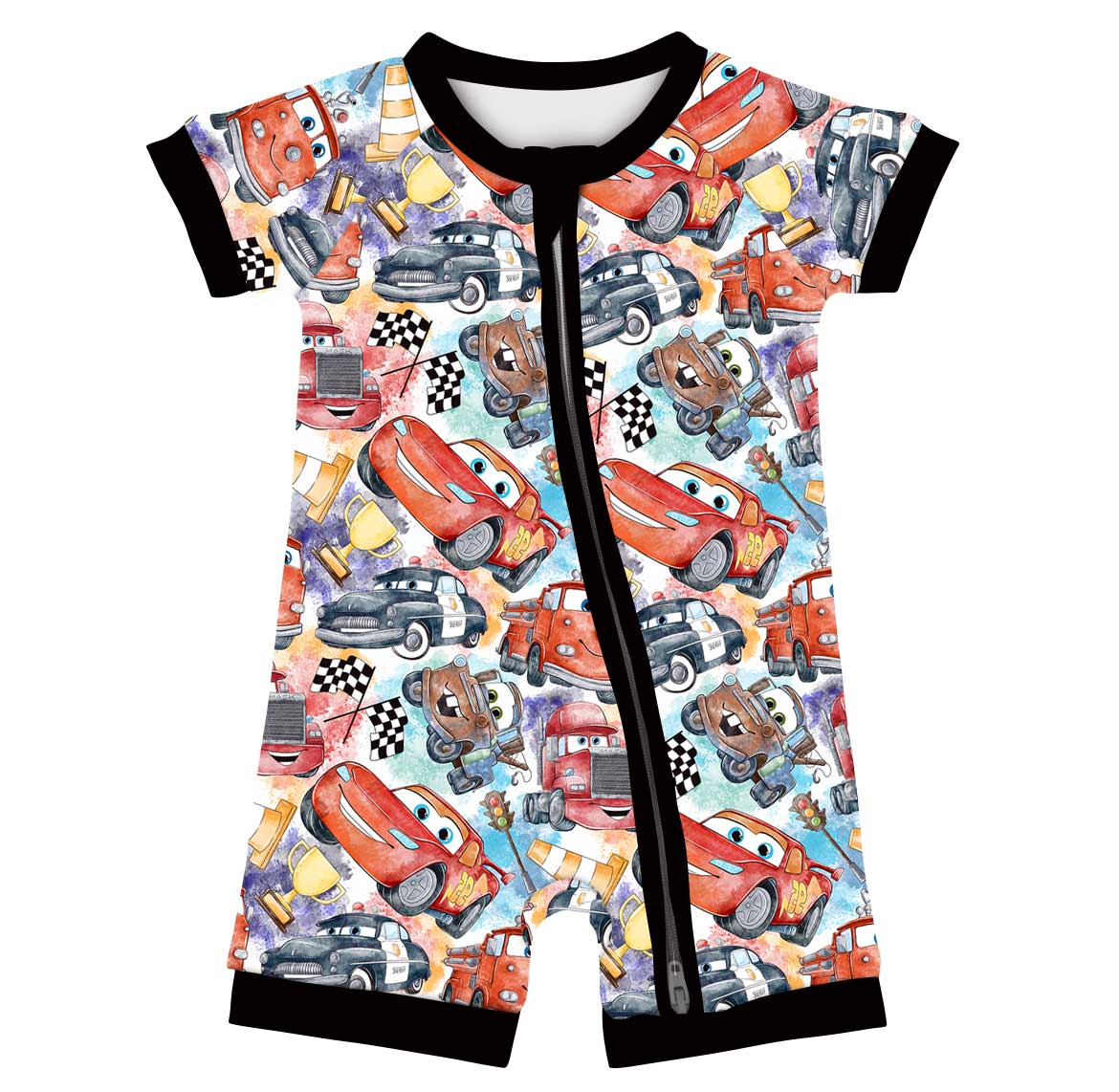 Cars Go Vroom Bamboo Shorty Zippy Romper