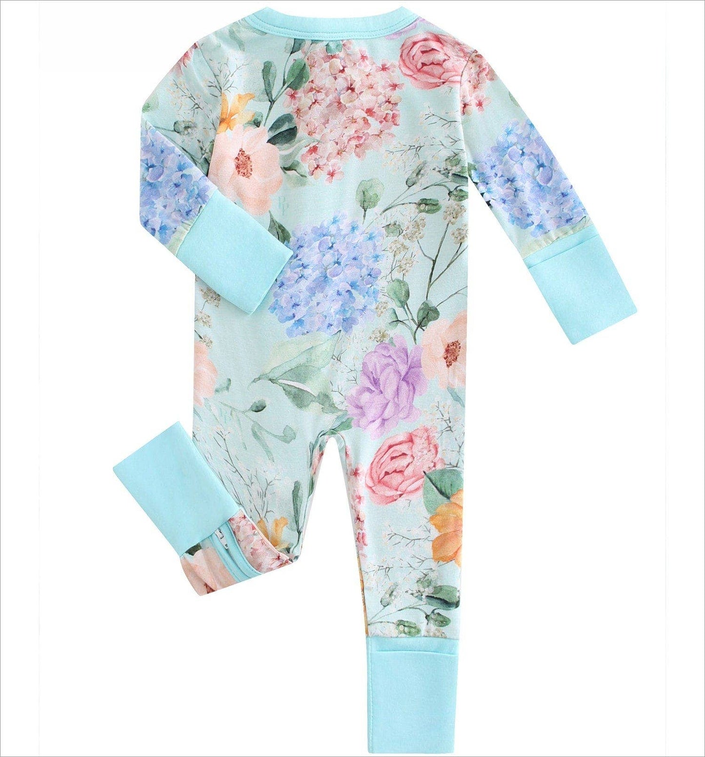 Green Hydrangea Bamboo Baby Convertible Zippy Romper