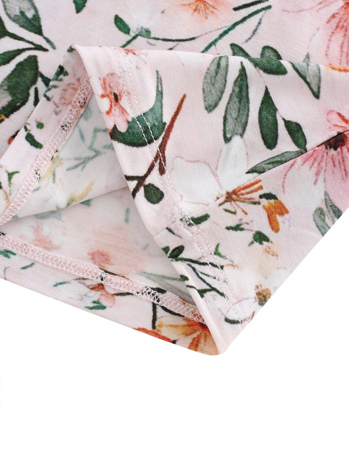 Pink Flower Print 2 Piece Short Sleeves PJ Set