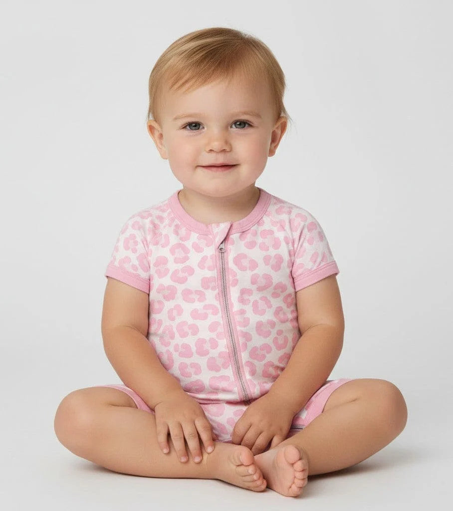 Sweet Spots Leopard Bamboo Shorty Zippy Romper
