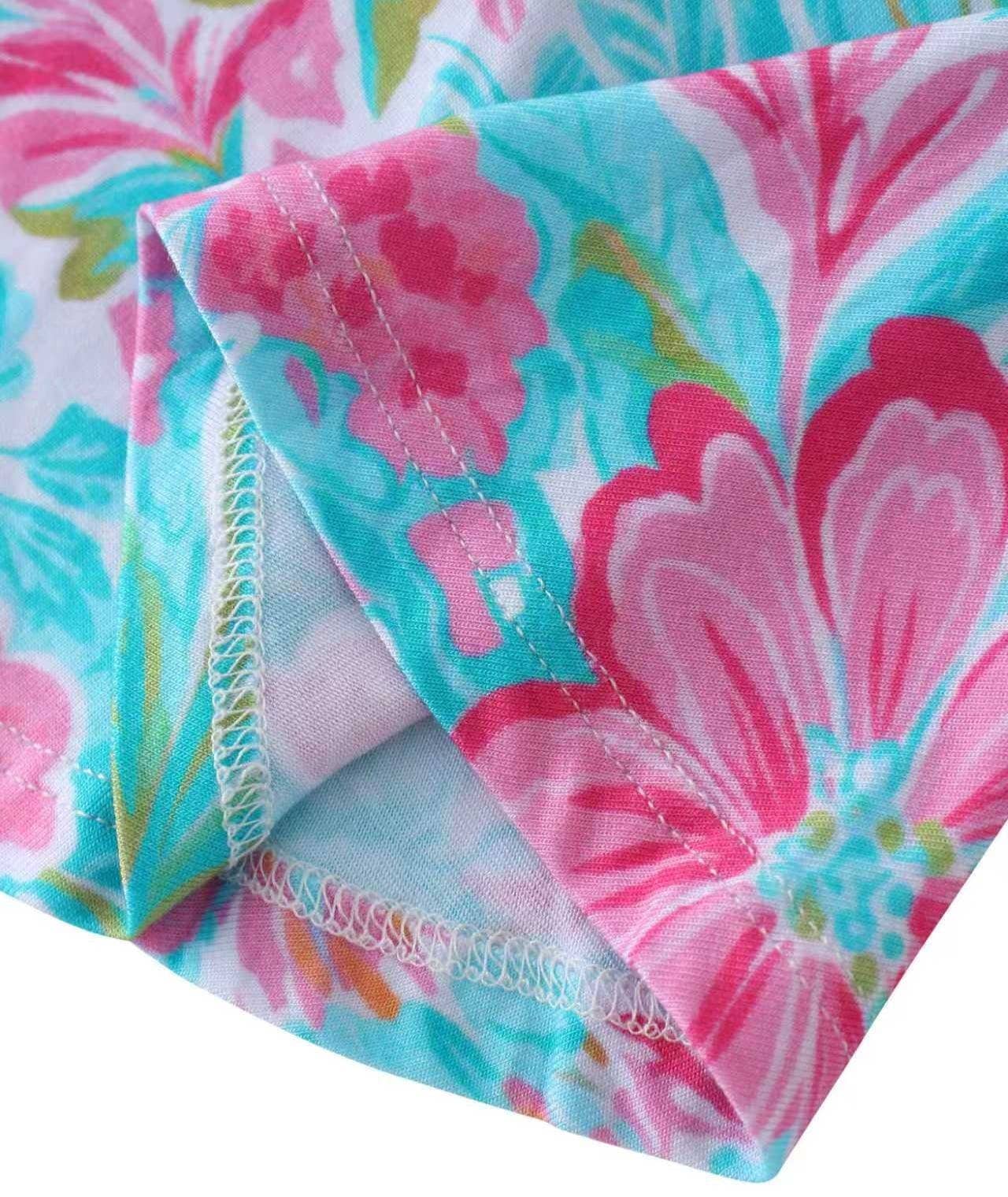 PoshTOT Summer Floral Bamboo Girls Twirl Dress