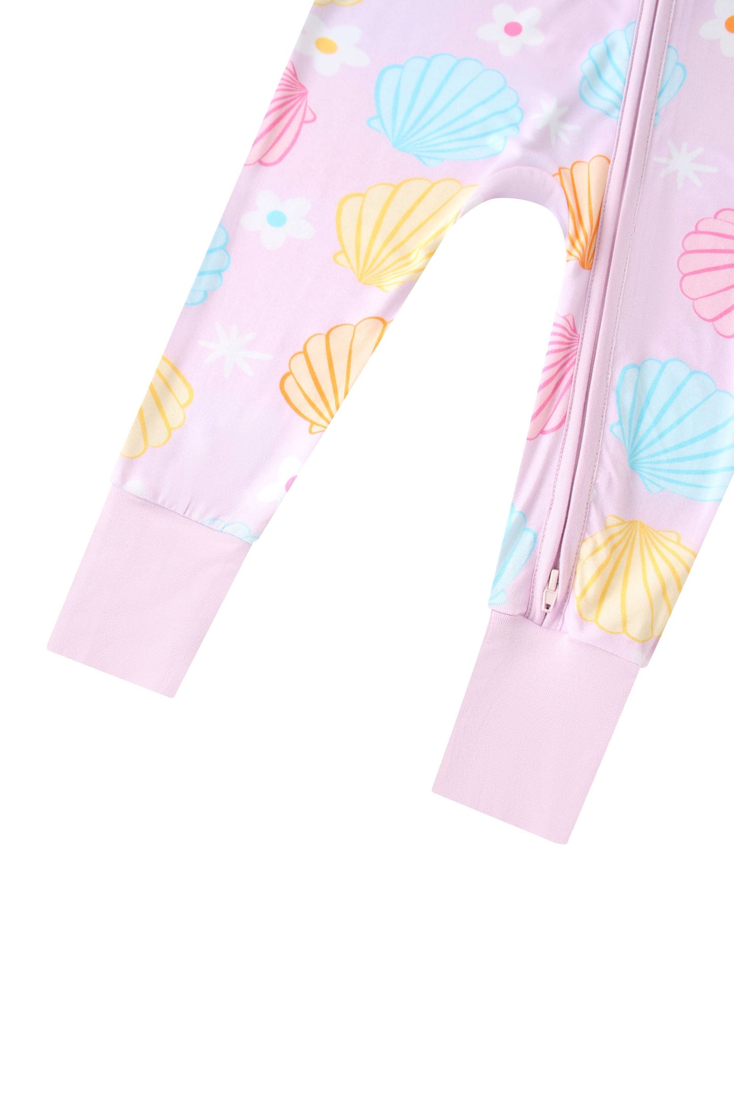 Pastel Seashell Bamboo Baby Convertible Zippy Romper