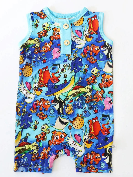 Keep Swimming Bamboo Shortie Romper