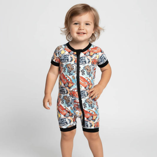 Cars Go Vroom Bamboo Shorty Zippy Romper