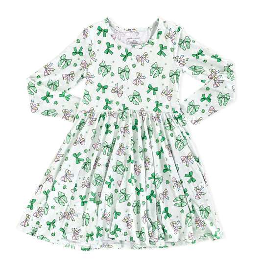 Clovers & Bows - Long sleeve bamboo twirl dress