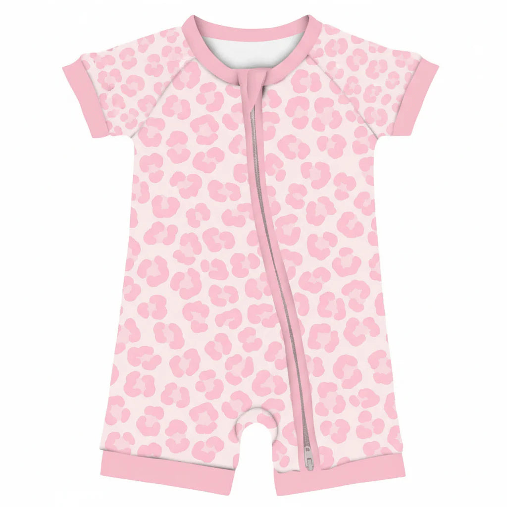 Sweet Spots Leopard Bamboo Shorty Zippy Romper