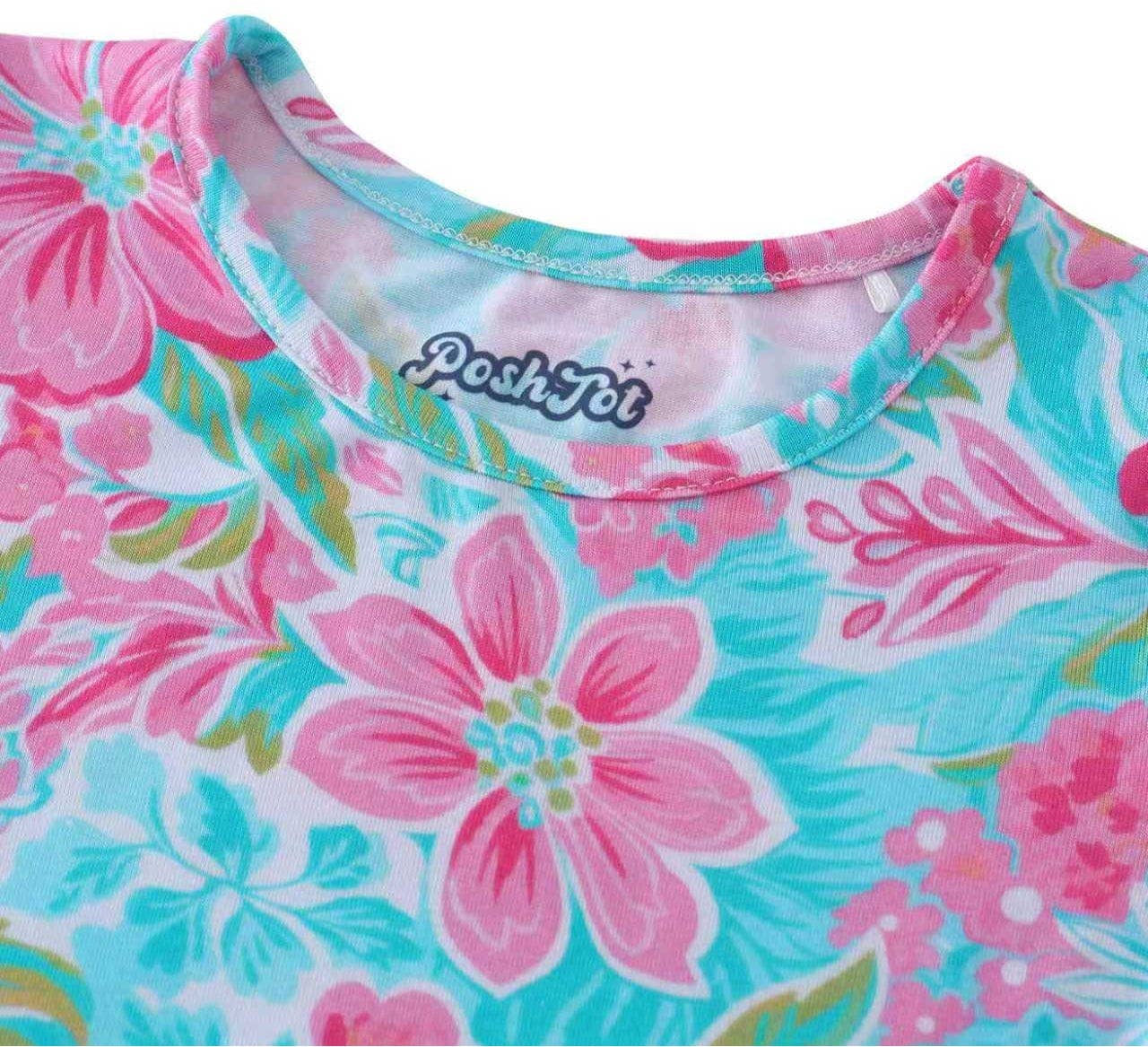 PoshTOT Summer Floral Bamboo Girls Twirl Dress