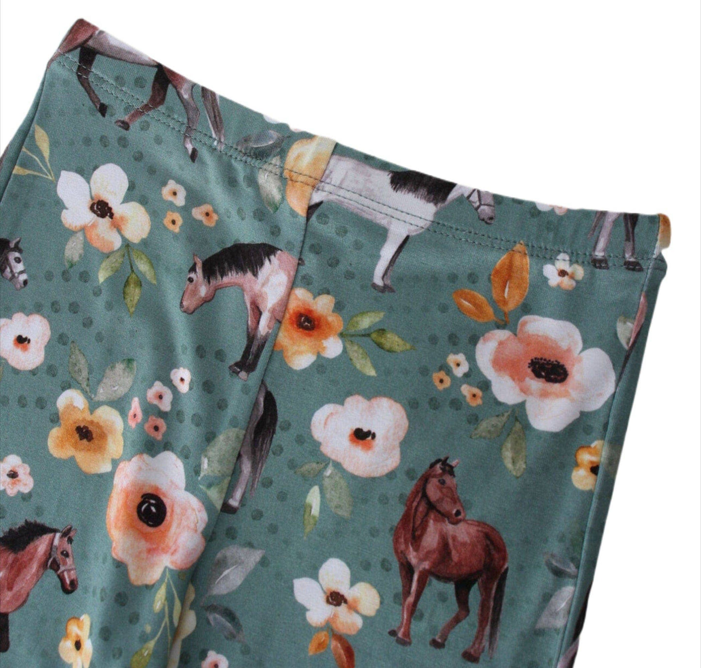 PoshTOT Forest Green Horse 2 Piece PJ Set