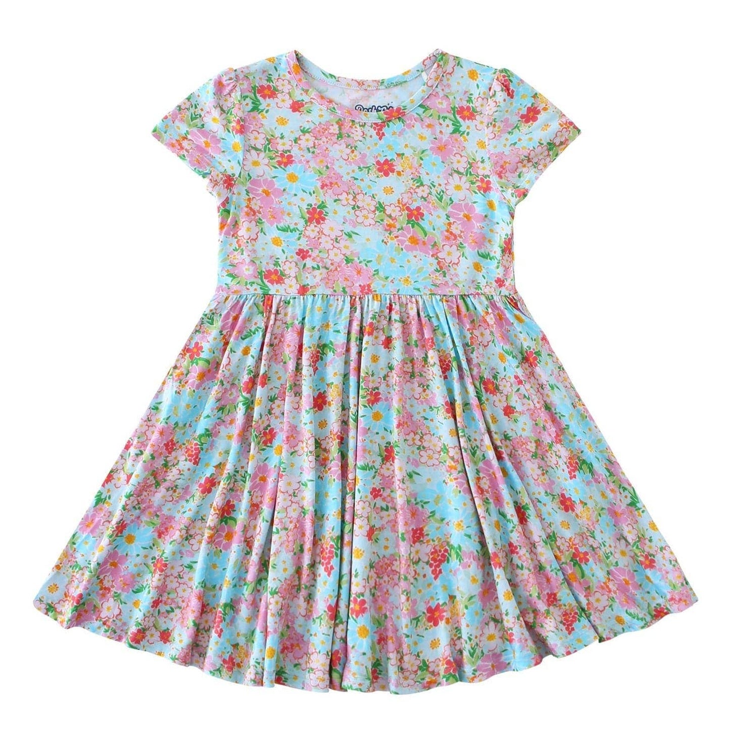 PoshTOT Spring Flower Bamboo Girls Twirl Dress