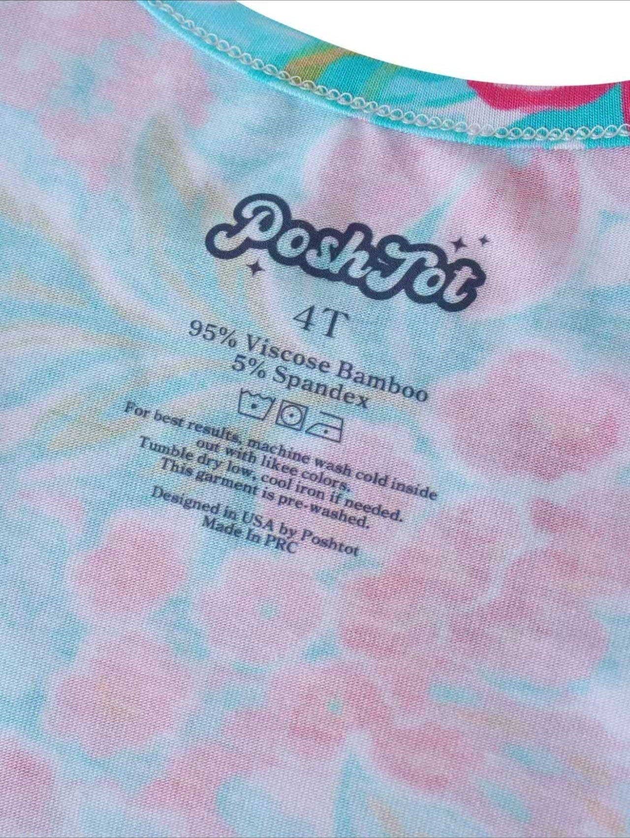 PoshTOT Summer Floral Bamboo Girls Twirl Dress