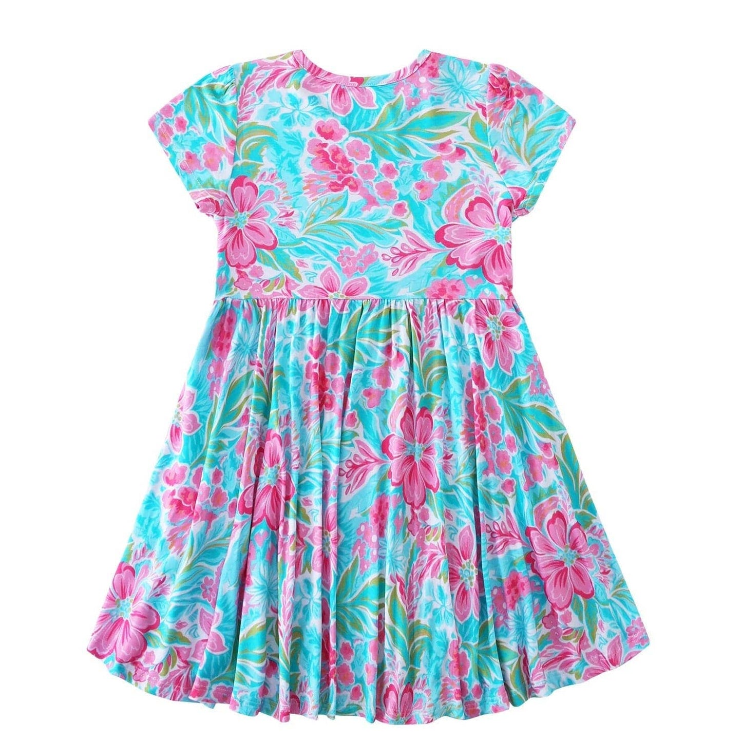 PoshTOT Summer Floral Bamboo Girls Twirl Dress