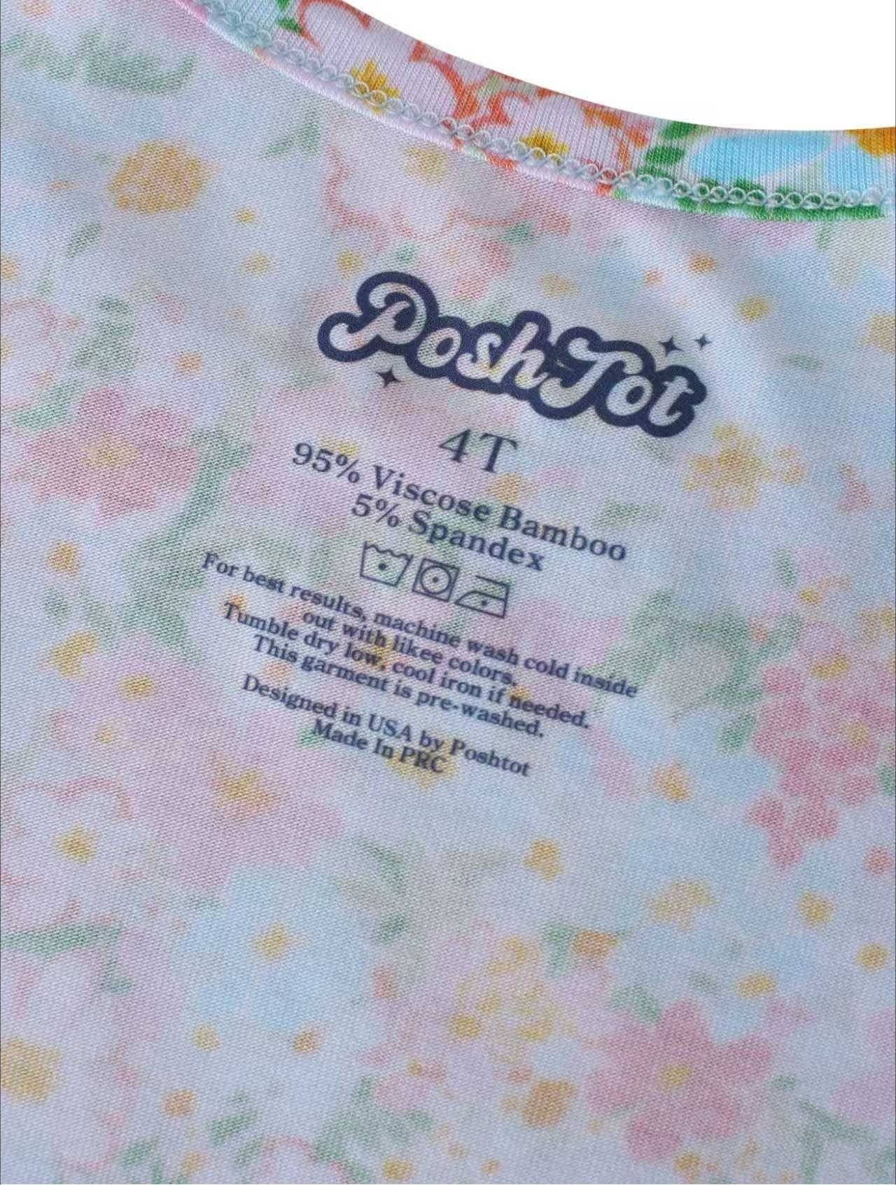 PoshTOT Spring Flower Bamboo Girls Twirl Dress