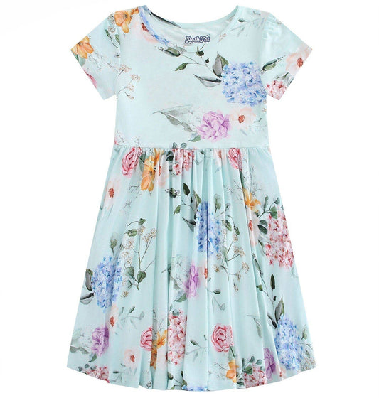 PoshTOT Hydrangea Bamboo Girls Twirl Dress