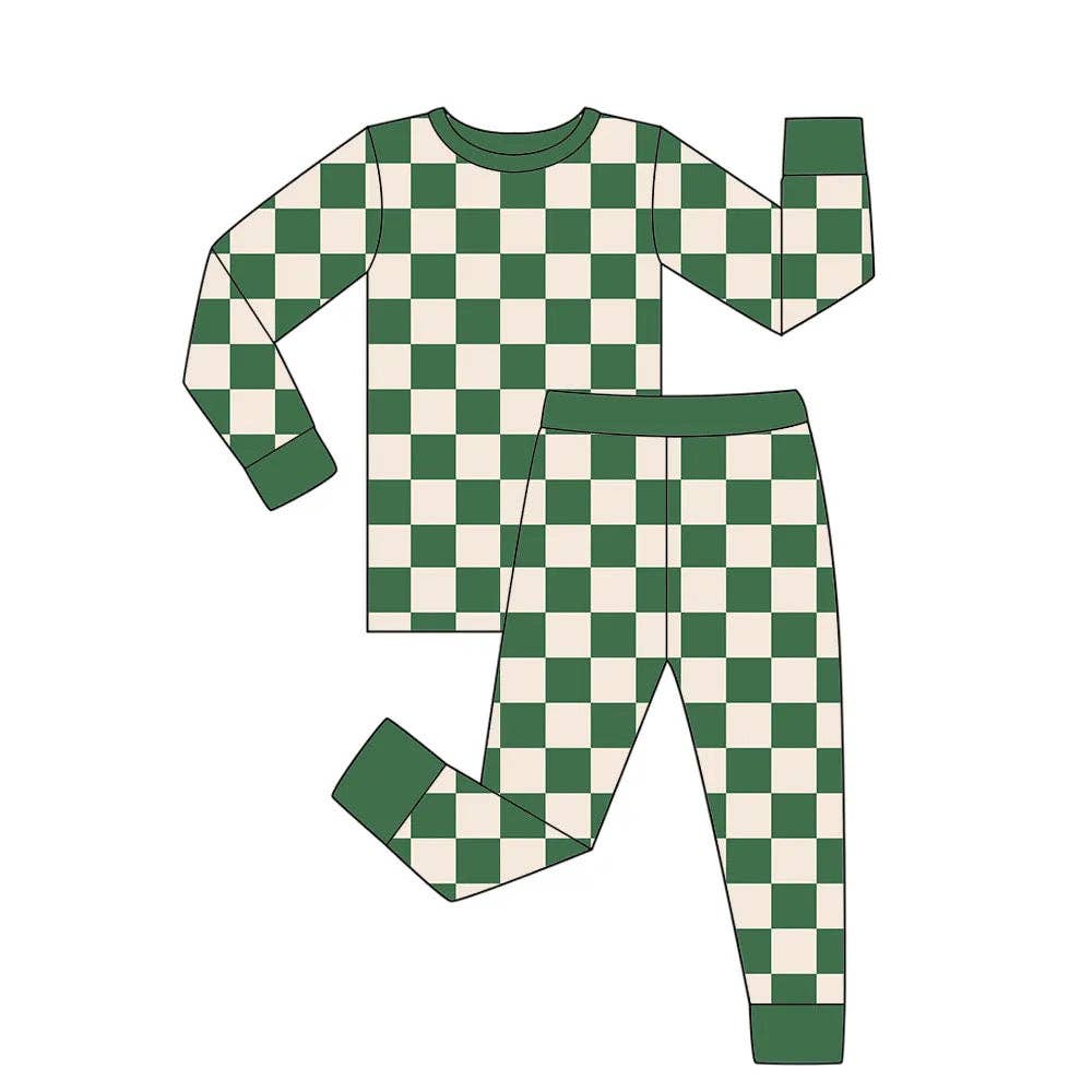 Green Checkered | Two-Piece Long Sleeve Pajama Set