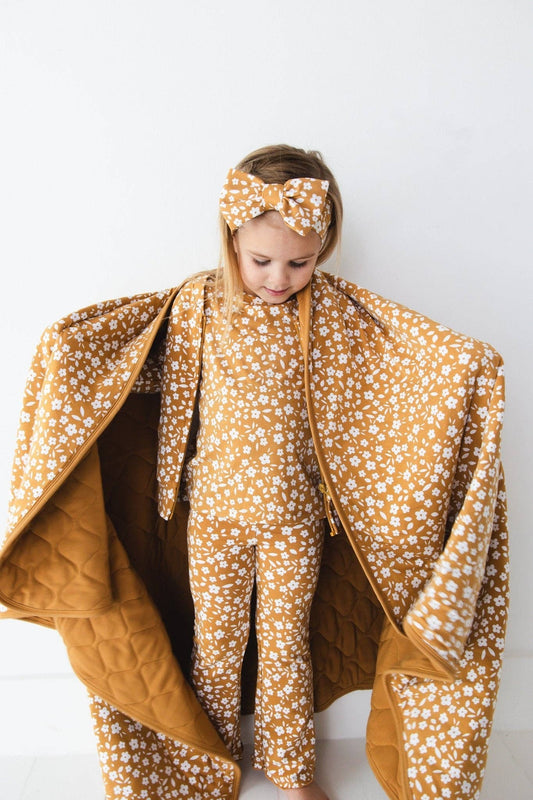 Honey Blooms Toddler Quilted Blanket 60”x40”