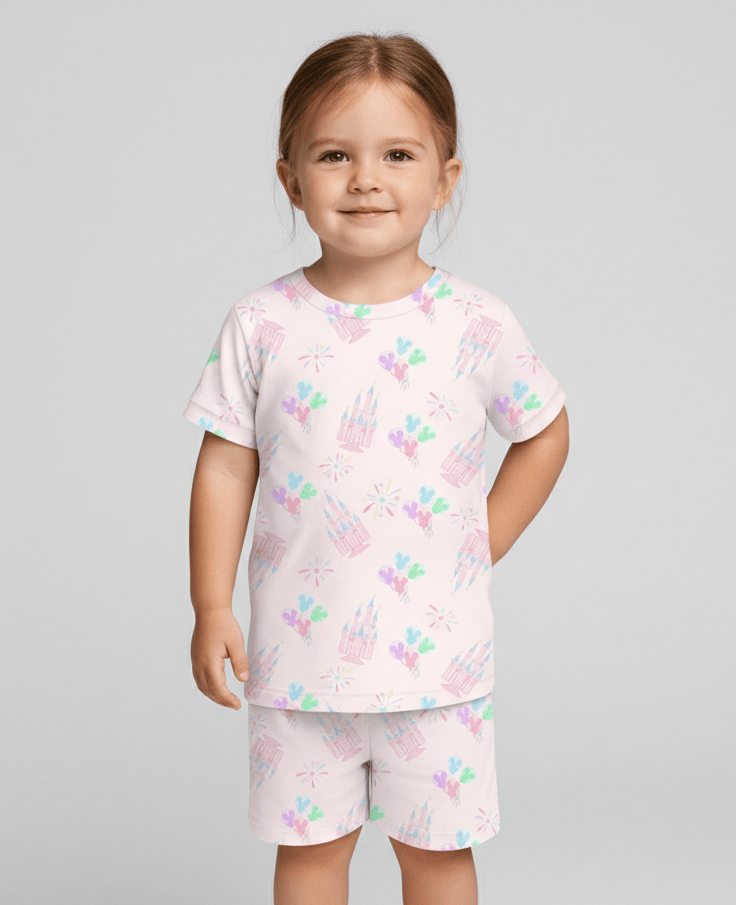 Charlie Play Castle Confetti - Bamboo Lyocell Short Sleeve Short Lounge Set