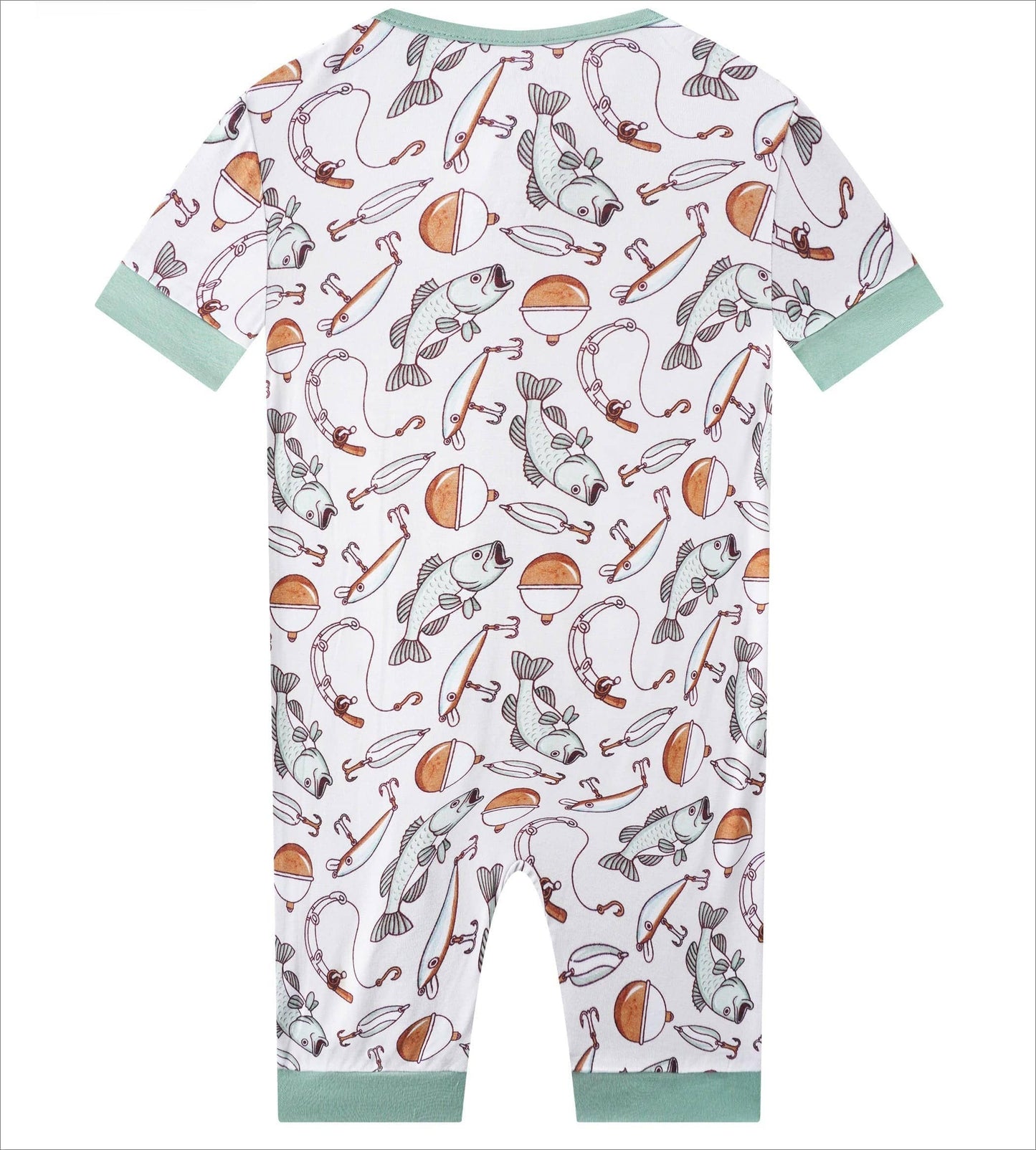Fishing Bamboo Baby Shorty Zippy Romper