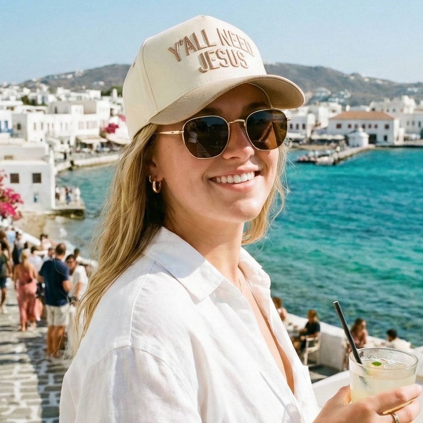 Y'ALL NEED JESUS Embroidered Two-Tone Trucker Hat