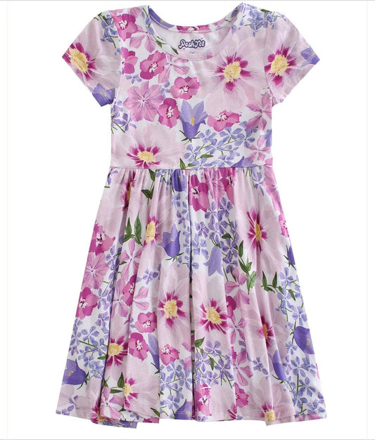 PoshTOT Morning Glory Bamboo Girls Twirl Dress